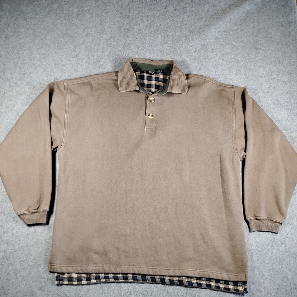 Vintage RNZ California Sweatshirt Mens Brown Long Sleeve Polo Pullover‎  XL